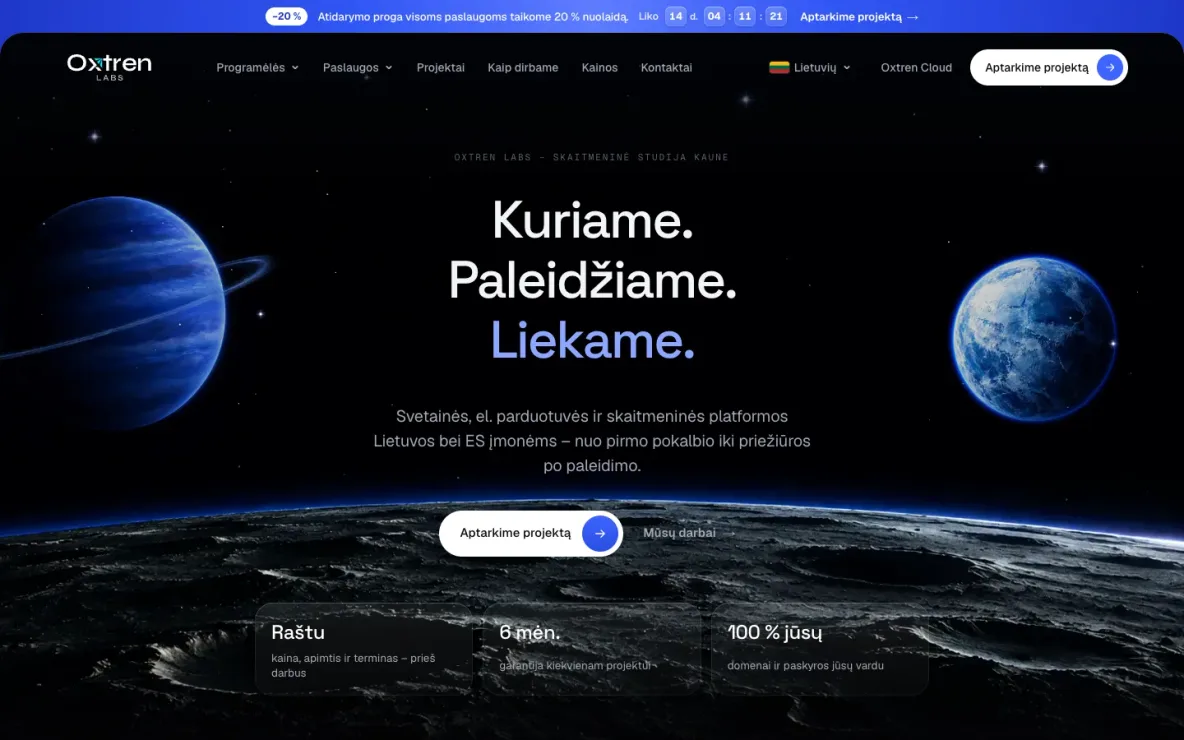 oxtren.com pradinio puslapio pirmas ekranas kompiuteryje